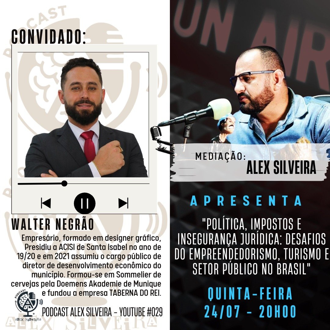 Política, Impostos e Insegurança Jurídica: Desafios do Empreendedorismo, Turismo e Setor Público no Brasil com Walter Negrão | Podcast Alex Silveira #029

